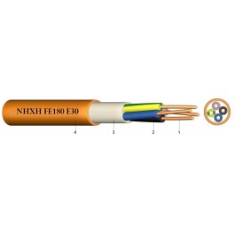 NHXH FE180 E30 - Halogen free, fire resistant power cable, with insulation integrity FE180 and circuit integrity E30, 0.6/1 kV