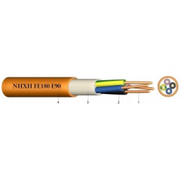 NHXH FE180 E90 - Cablu de joasa tensiune, rezistent la foc, fara emisii de halogeni (LSZH), 0.6/1 kV